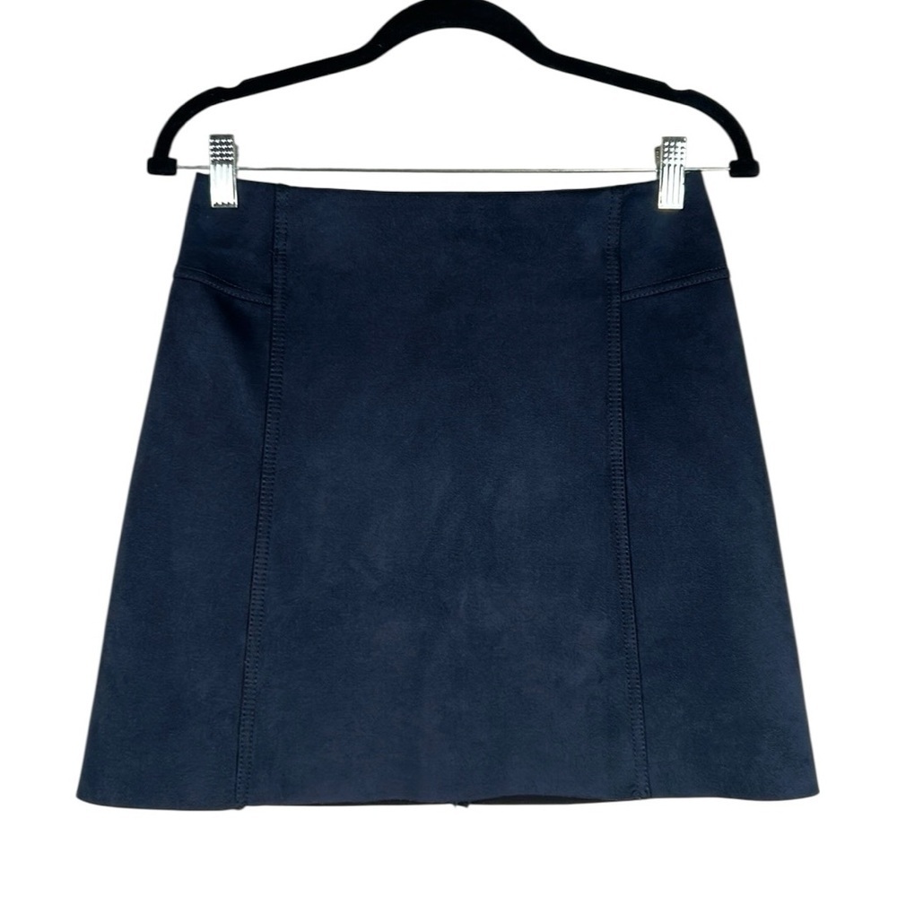 Joe Fresh Navy Blue Suede Like Fit & Flare Business Career Mini Skirt Size XS